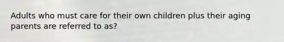 Adults who must care for their own children plus their aging parents are referred to as?