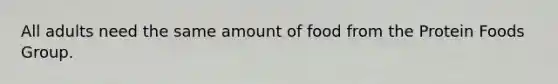 All adults need the same amount of food from the Protein Foods Group.