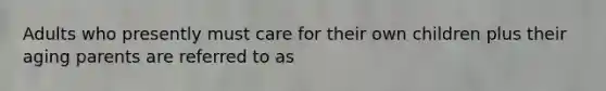 Adults who presently must care for their own children plus their aging parents are referred to as