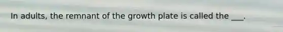 In adults, the remnant of the growth plate is called the ___.