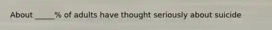 About _____% of adults have thought seriously about suicide