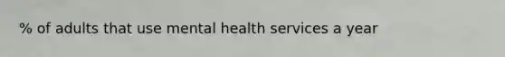 % of adults that use mental health services a year