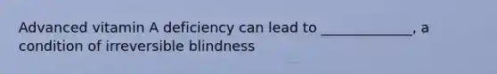 Advanced vitamin A deficiency can lead to _____________, a condition of irreversible blindness