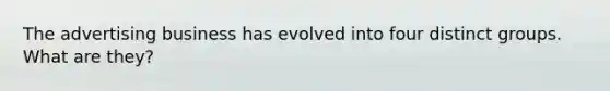 The advertising business has evolved into four distinct groups. What are they?