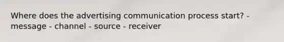 Where does the advertising communication process start? - message - channel - source - receiver