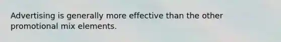 Advertising is generally more effective than the other promotional mix elements.