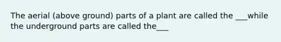 The aerial (above ground) parts of a plant are called the ___while the underground parts are called the___