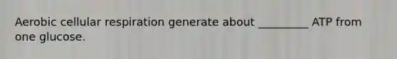 Aerobic cellular respiration generate about _________ ATP from one glucose.