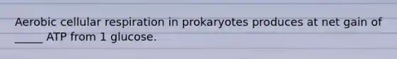 Aerobic cellular respiration in prokaryotes produces at net gain of _____ ATP from 1 glucose.