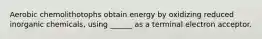 Aerobic chemolithotophs obtain energy by oxidizing reduced inorganic chemicals, using ______ as a terminal electron acceptor.