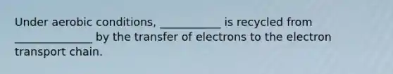 Under aerobic conditions, ___________ is recycled from ______________ by the transfer of electrons to the electron transport chain.