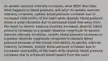 As aerobic exercise intensity increases, what BEST describes what happens to blood pressure, and why? As aerobic exercise intensity increases, systolic blood pressure increases due to increased contractility of the heart while diastolic blood pressure shows a small decrease due to enhanced blood flow away from the heart As aerobic exercise intensity increases, diastolic blood pressure increases to a greater absolute magnitude As aerobic exercise intensity increases, systolic blood pressure increases to a greater absolute magnitude compared to diastolic blood pressure because of decreased contractility As aerobic exercise intensity increases, systolic blood pressure increases due to increased contractility of the heart while diastolic blood pressure increases due to enhanced blood toward from the heart