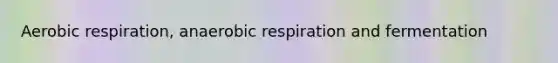 Aerobic respiration, anaerobic respiration and fermentation