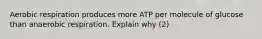 Aerobic respiration produces more ATP per molecule of glucose than anaerobic respiration. Explain why (2)