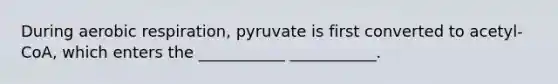 During aerobic respiration, pyruvate is first converted to acetyl-CoA, which enters the ___________ ___________.