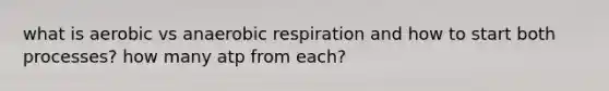 what is aerobic vs anaerobic respiration and how to start both processes? how many atp from each?