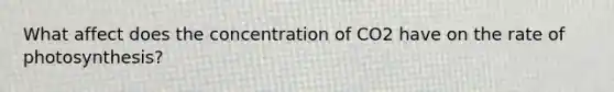 What affect does the concentration of CO2 have on the rate of photosynthesis?