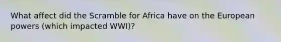 What affect did the Scramble for Africa have on the European powers (which impacted WWI)?