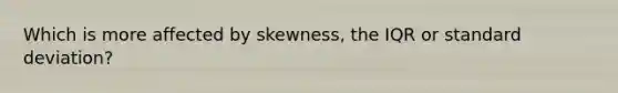 Which is more affected by skewness, the IQR or standard deviation?