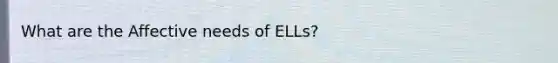 What are the Affective needs of ELLs?