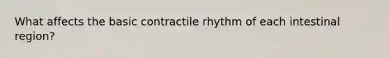 What affects the basic contractile rhythm of each intestinal region?