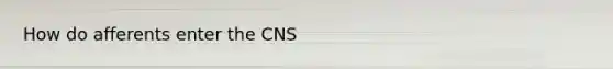 How do afferents enter the CNS