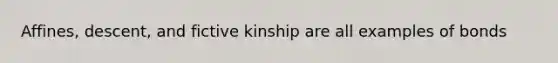 Affines, descent, and fictive kinship are all examples of bonds