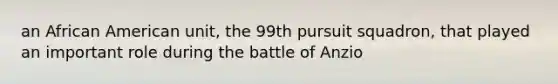 an African American unit, the 99th pursuit squadron, that played an important role during the battle of Anzio