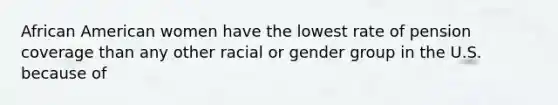 African American women have the lowest rate of pension coverage than any other racial or gender group in the U.S. because of