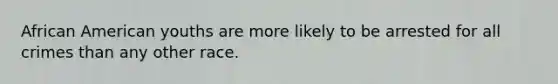 African American youths are more likely to be arrested for all crimes than any other race.