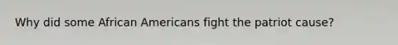 Why did some African Americans fight the patriot cause?