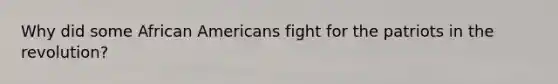 Why did some African Americans fight for the patriots in the revolution?