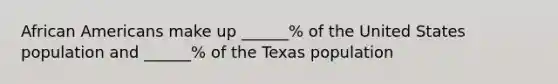 African Americans make up ______% of the United States population and ______% of the Texas population