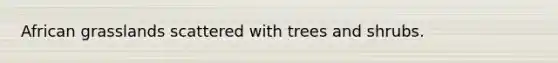 African grasslands scattered with trees and shrubs.
