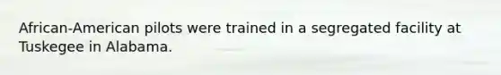 African-American pilots were trained in a segregated facility at Tuskegee in Alabama.