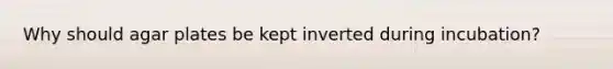 Why should agar plates be kept inverted during incubation?