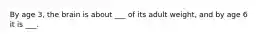 By age 3, the brain is about ___ of its adult weight, and by age 6 it is ___.