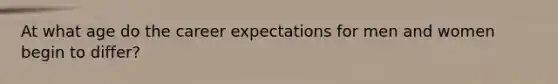 At what age do the career expectations for men and women begin to differ?