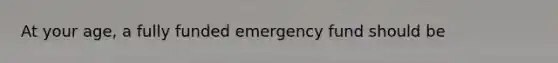 At your age, a fully funded emergency fund should be