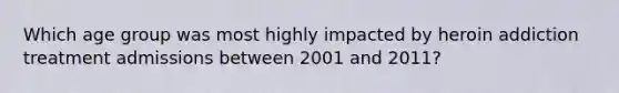 Which age group was most highly impacted by heroin addiction treatment admissions between 2001 and 2011?