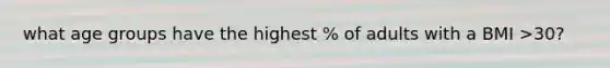 what age groups have the highest % of adults with a BMI >30?