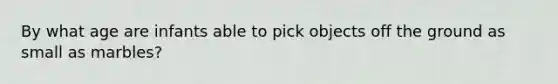 By what age are infants able to pick objects off the ground as small as marbles?