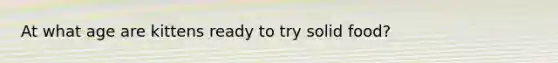 At what age are kittens ready to try solid food?