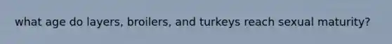 what age do layers, broilers, and turkeys reach sexual maturity?