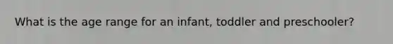 What is the age range for an infant, toddler and preschooler?