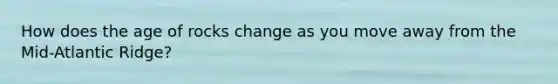 How does the age of rocks change as you move away from the Mid-Atlantic Ridge?