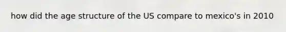 how did the age structure of the US compare to mexico's in 2010
