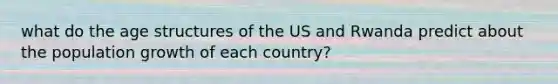 what do the age structures of the US and Rwanda predict about the population growth of each country?