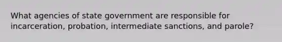 What agencies of state government are responsible for incarceration, probation, intermediate sanctions, and parole?