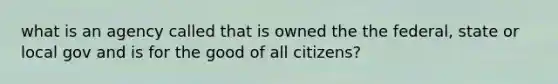 what is an agency called that is owned the the federal, state or local gov and is for the good of all citizens?